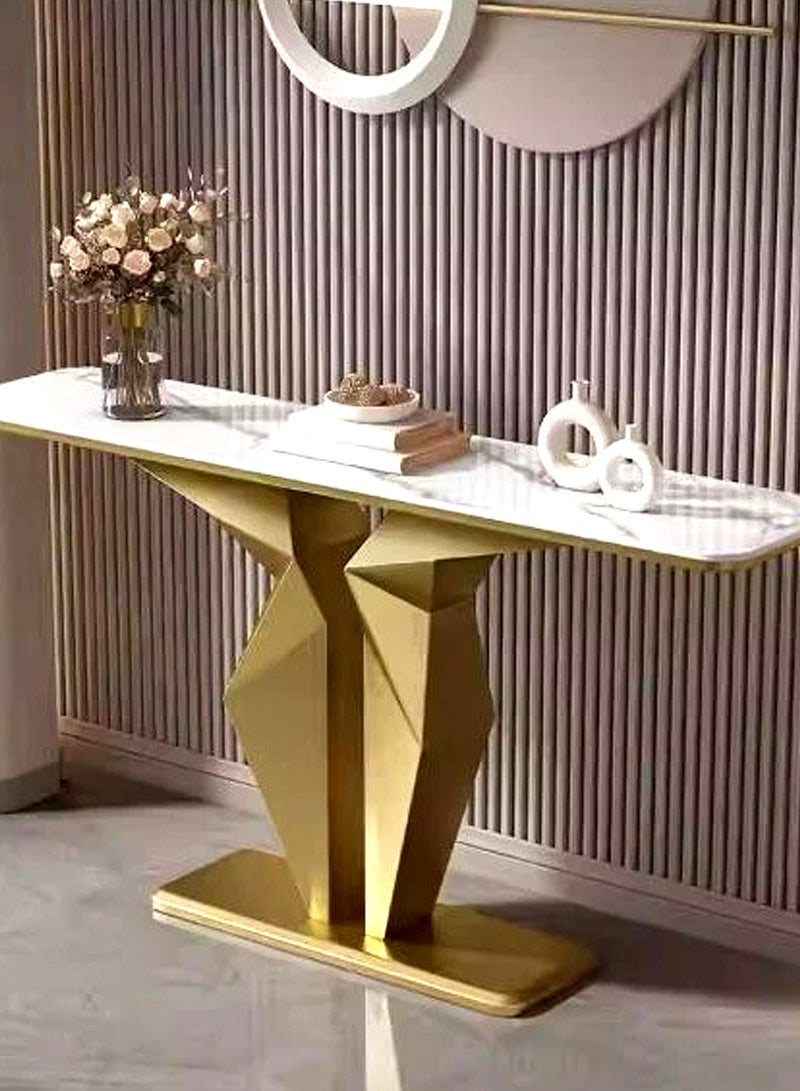 Living Luxury Steel Console Table With Marble Top 140 CM - Image 5