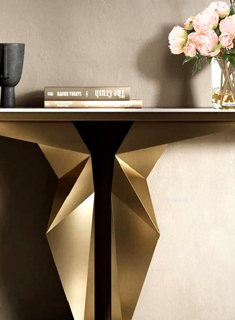 Living Luxury Steel Console Table With Marble Top 140 CM - Image 4