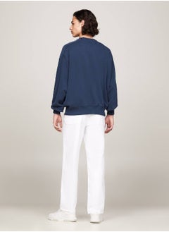 TOMMY JEANS Men's Varsity Garment Dyed Boxy Sweatshirt -  Pure cotton terry, Navy  - Image 2