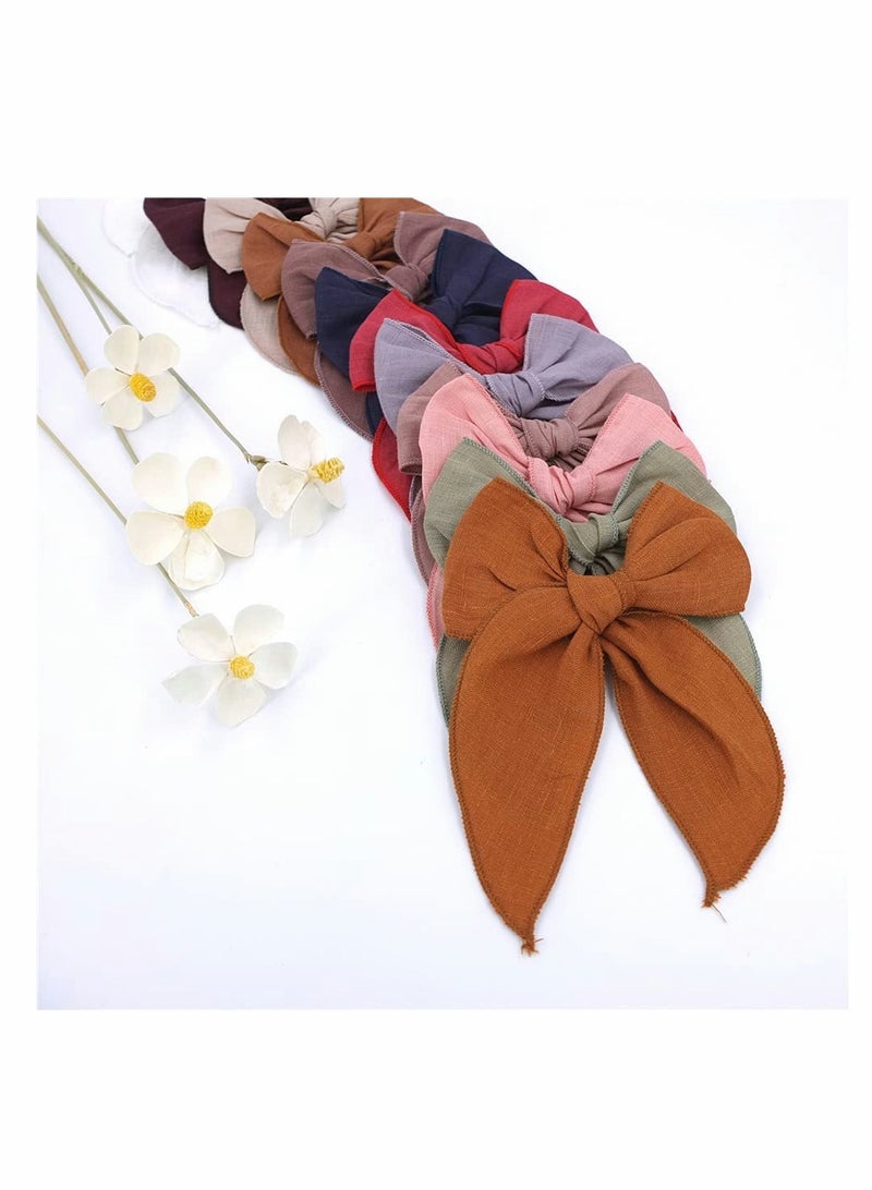 KASTWAVE Embroidered Big Bow Hair Clips Baby Girls Women Cotton Linen Hair Bow Clips Sailor Hair Fabric Hairpin Manual Hair Accessories 12 Pieces Colour - Image 4