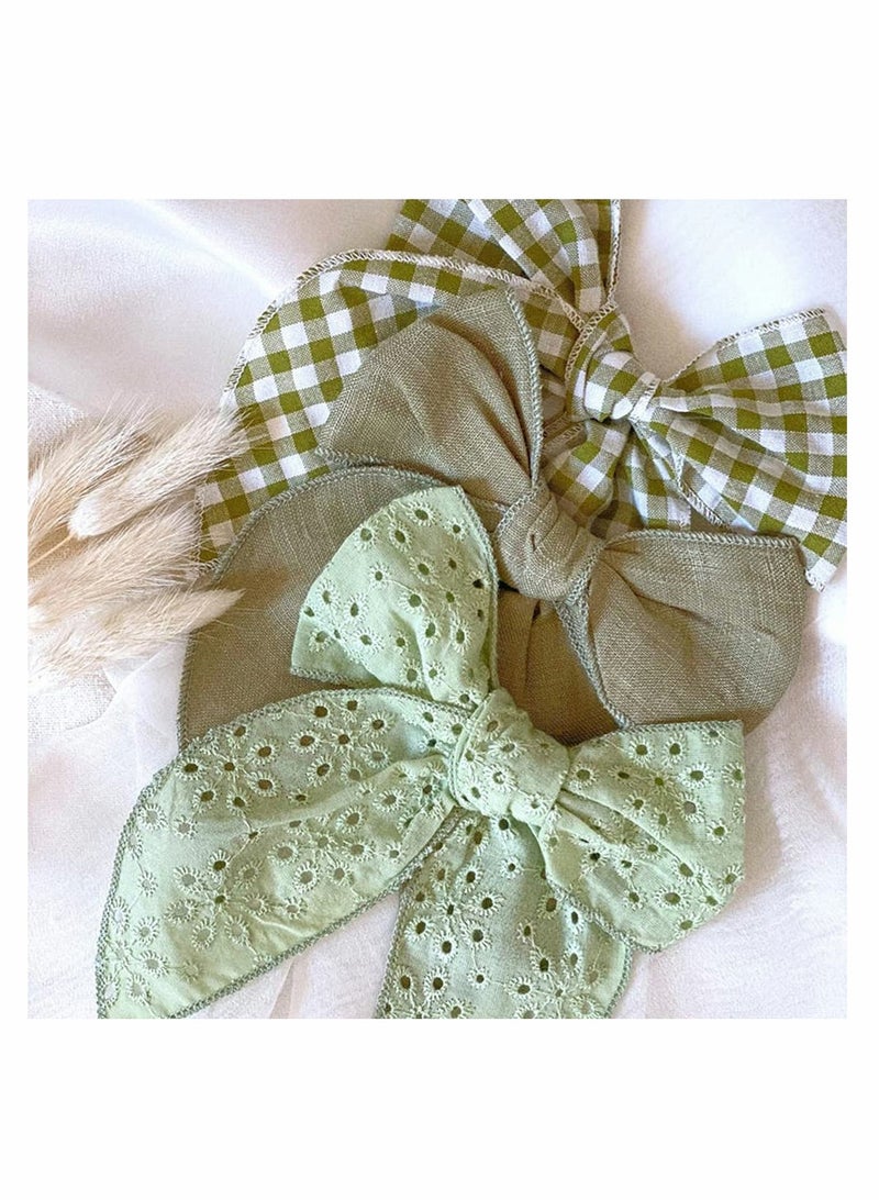 KASTWAVE Embroidered Big Bow Hair Clips Baby Girls Women Cotton Linen Hair Bow Clips Sailor Hair Fabric Hairpin Manual Hair Accessories 12 Pieces Colour - Image 5
