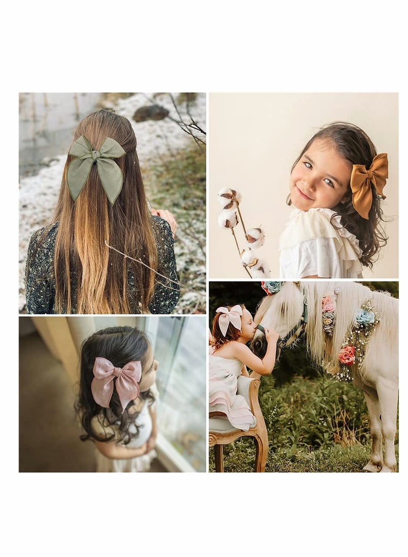 KASTWAVE Embroidered Big Bow Hair Clips Baby Girls Women Cotton Linen Hair Bow Clips Sailor Hair Fabric Hairpin Manual Hair Accessories 12 Pieces Colour - Image 2