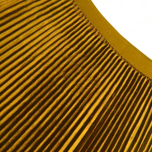 GOOBGS Women's Pleated A-Line High Waist Swing Flare Midi Skirt Velvet Gold Small/Medium - Image 4