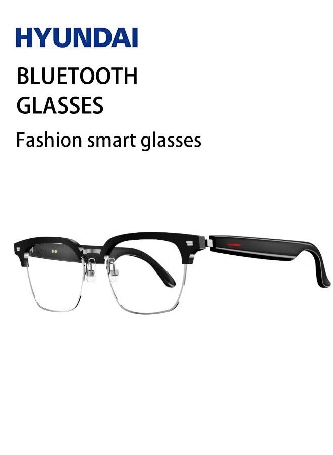 HYUNDAI AI Translation Smart Bluetooth Glasses, Real-time Multi-language Translation Glasses, Support More Than 140 Languages, Accurate and Delay-free Translation, Suitable for Daily Life and Work, Wireless Bluetooth Range 10-15 Meters, 110 mAh Battery, Talk Time 4 hours, Standby Time 120 hours. Fast Charging