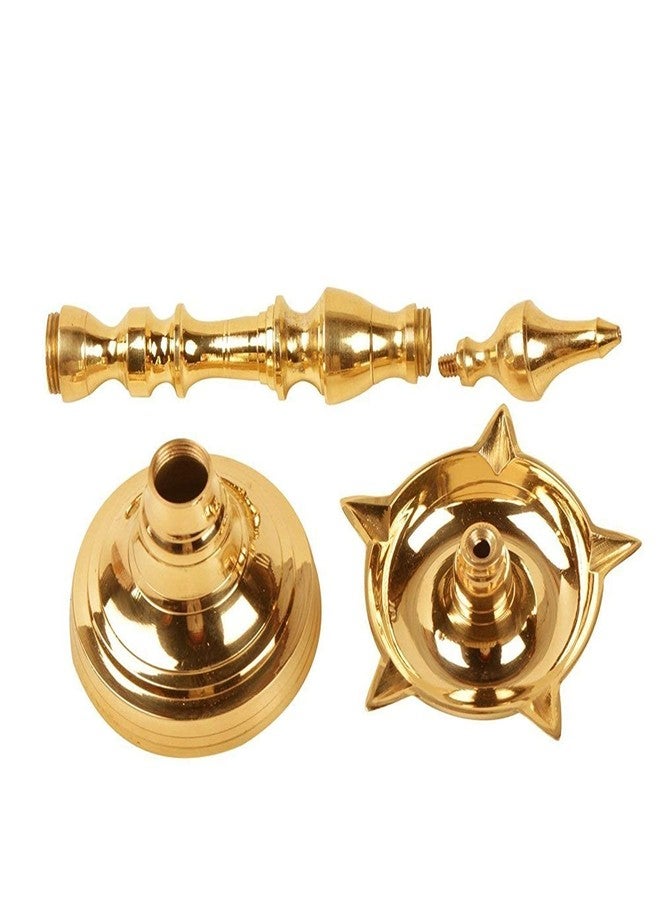DOKCHAN 06 Inch Traditional Brass Kerala Kuthu Vilakku Fancy Diya Stand Lamp Brass Table Diya - Image 5