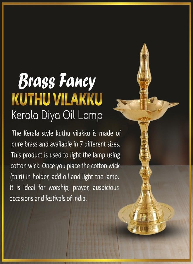 DOKCHAN 06 Inch Traditional Brass Kerala Kuthu Vilakku Fancy Diya Stand Lamp Brass Table Diya - Image 4