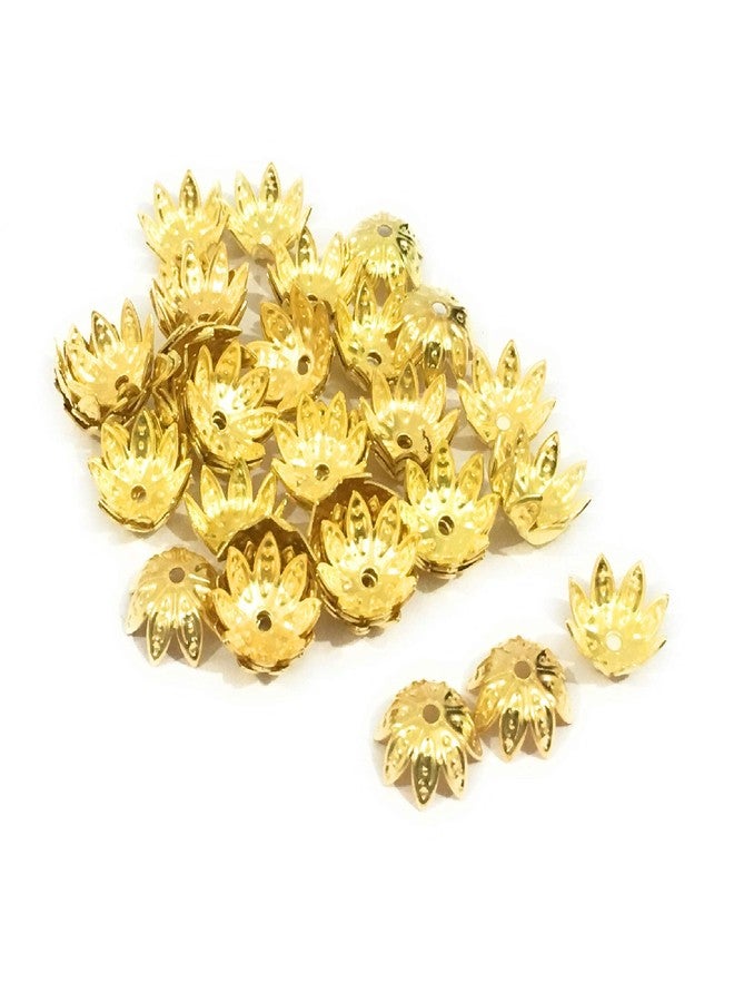 Alevan Art Jewels Bead Caps for Jewelry Making (Golden) - Pack of 50 Pieces - Image 1
