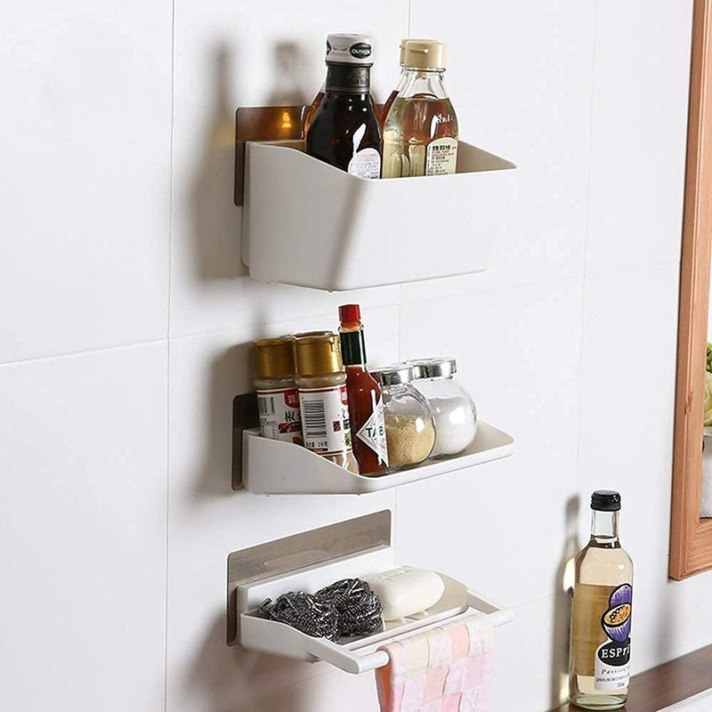 JELLEX 3 Tier Bathroom Organizer with Towel Rail White colorPack of 1 - Image 5