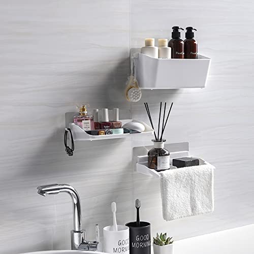 JELLEX 3 Tier Bathroom Organizer with Towel Rail White colorPack of 1 - Image 4