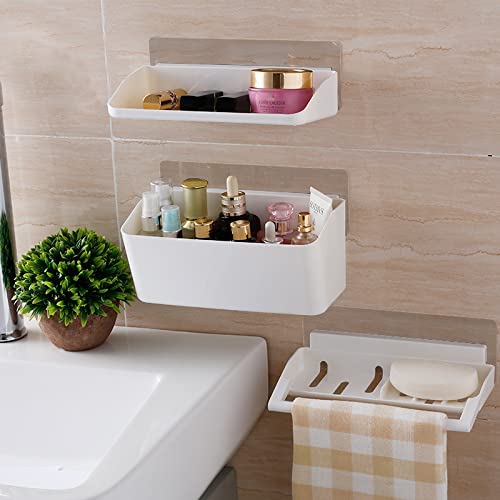 JELLEX 3 Tier Bathroom Organizer with Towel Rail White colorPack of 1 - Image 3