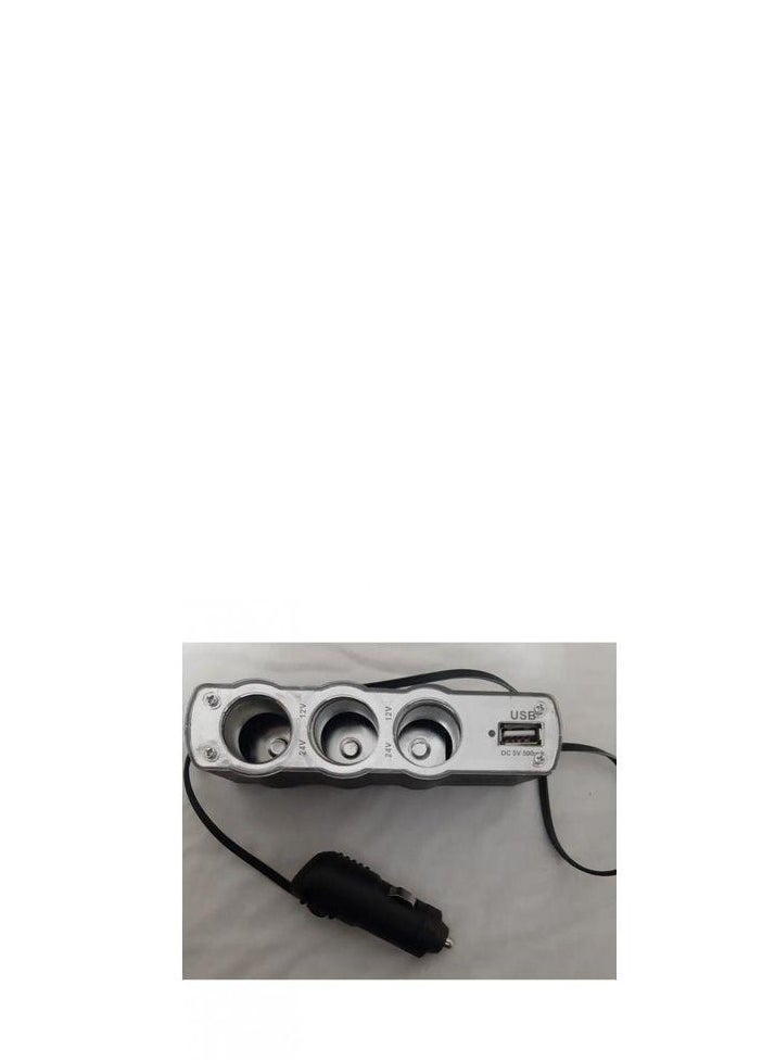 Generic - Car Cigarette Lighter Splitter With USB Output - 3 Socket - Image 1