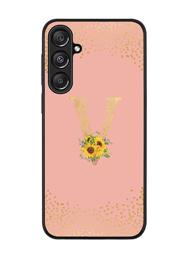 Stylizedd For Samsung Galaxy A16 / A16 5G Case,Slim fit Camera Protection, Shockproof Thin Phone cover - Custom Floral Monogram - V (Rose Pink ) - Image 1