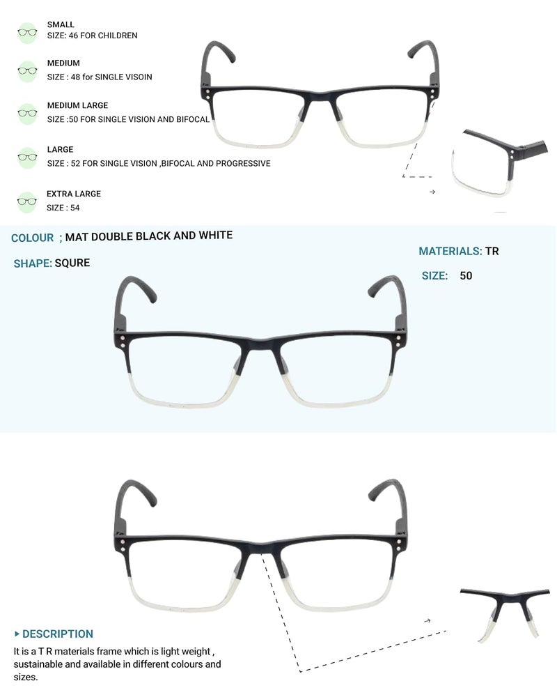 Lens+ Lensplus Square TR Full Rim Eyeglasses with Blue Cut Lightweight Unisex Eyewear for Men & Women | Stylish Computer & Daily Use Frame - Image 4