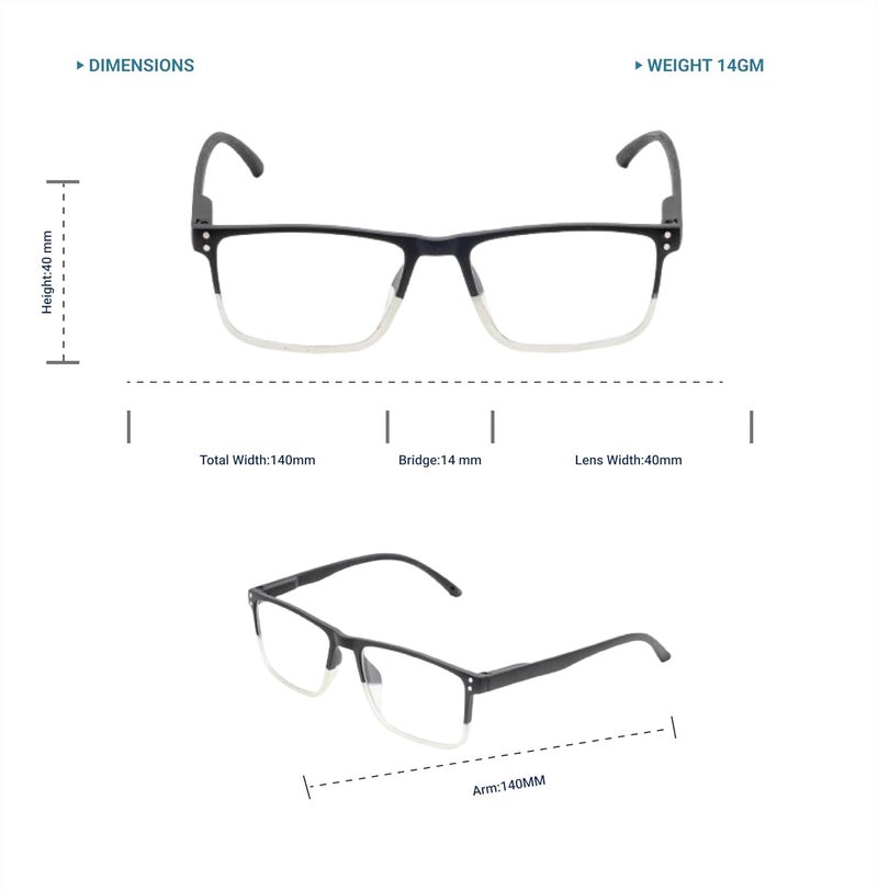 Lens+ Lensplus Square TR Full Rim Eyeglasses with Blue Cut Lightweight Unisex Eyewear for Men & Women | Stylish Computer & Daily Use Frame - Image 3