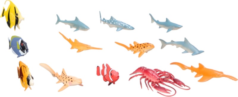 Terra Sea Life Ocean Animals Figure 14-Pieces Set, 5-12 cm Size