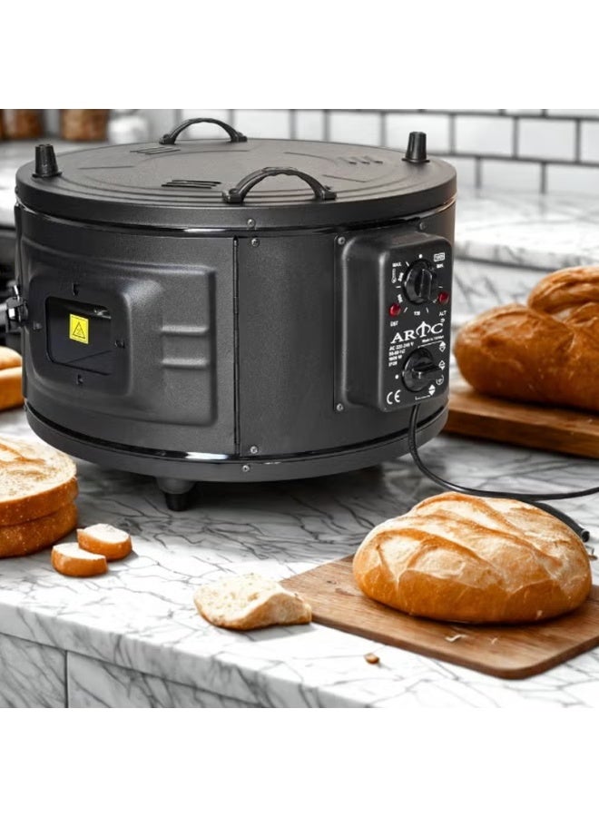 ARTC Electric Round Double Layer Turkish Toaster Oven with Thermostat, Black Pizza Oven, Multi-Purpose Baking Oven for Pizza, Bread, Pastries, Flatbread, Roasting and Toasting, Fast Heating, Energy Efficient Design, Large Capacity for Home and Commercial Kitchen Use - Image 3