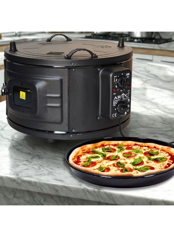 ARTC Electric Round Double Layer Turkish Toaster Oven with Thermostat, Black Pizza Oven, Multi-Purpose Baking Oven for Pizza, Bread, Pastries, Flatbread, Roasting and Toasting, Fast Heating, Energy Efficient Design, Large Capacity for Home and Commercial Kitchen Use - Image 5