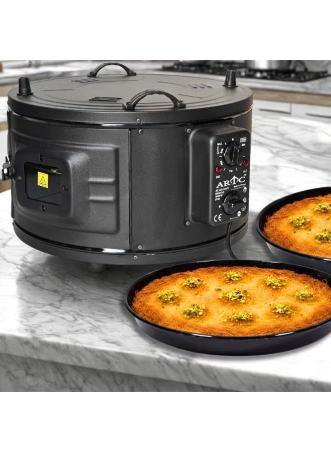 ARTC Electric Round Double Layer Turkish Toaster Oven with Thermostat, Black Pizza Oven, Multi-Purpose Baking Oven for Pizza, Bread, Pastries, Flatbread, Roasting and Toasting, Fast Heating, Energy Efficient Design, Large Capacity for Home and Commercial Kitchen Use - Image 4