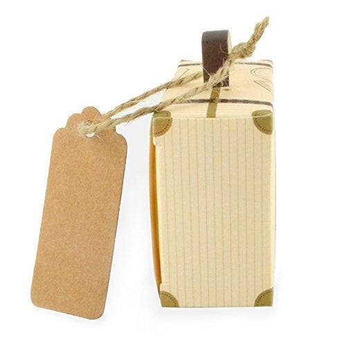 Faylapa Suitcase Candy Boxes, Party Favor Candy Box, Vintage Kraft Paper Gift Bag for Travel Theme Party,Wedding,Birthday,Bridal Shower (Suitcase 100Pcs) - Image 4