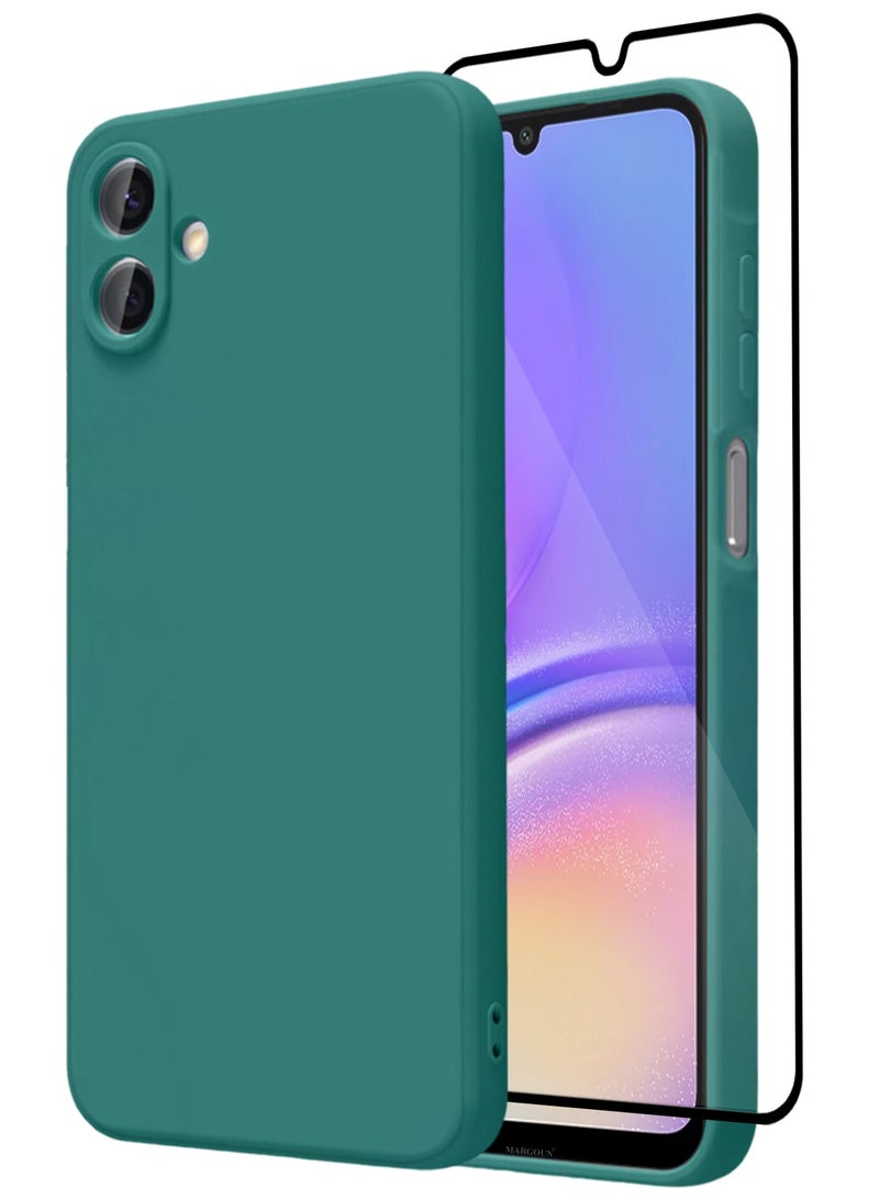 CATANES 2Packs Liquid Silicone Case for Samsung Galaxy A05 Protective Phone Case with Soft Anti-Scratch Microfiber Lining Utra Slim Drop Protection Phone Cover with 3D Screen Protector - Green - Image 1