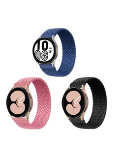 ALMNVO 3 pack Stretch Braided Solo Loop Nylon Bands Compatible for Samsung Galaxy Watch Band 4 40mm 44mm/4 classic 46mm 42mm/3 41mm/42mm/Active/Active 2,Soft Elastics Straps Wristband,,20mm-S  - Image 1
