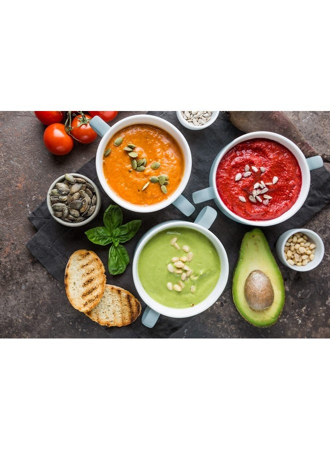 Kook أوعية حساء، أطباق خزفية، للشواء، آمنة للاستخدام في الفرن والميكروويف وغسالة الصحون، مع مقابض، للكسكسي، المعكرونة، الحبوب، 18 أونصة، مجموعة من 4 (أزرق باهت) - Image 5