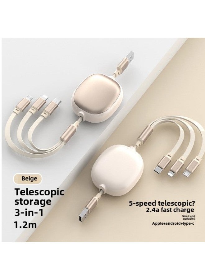 Super Fast Charge 100W Three-In-One Data Cable Retractable One-To-Three Charging Cable Gift Logo Car Charger Black PC+ABS-Model:Charm Purple - Image 2