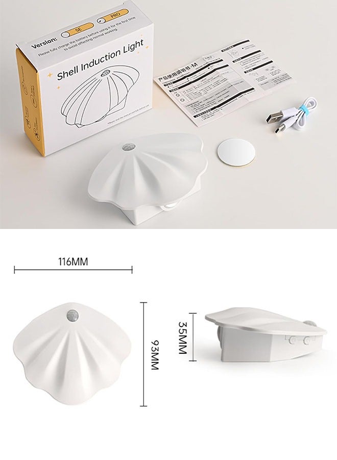 Comysubao Wall Sconce, Rechargeable Battery Operated Wall Sconce, Dimmable 3 Colors Temperature LED Shell Lamp, Wireless Magnetic Wall Light for Bedroom Staircase Hallway, White - Image 2
