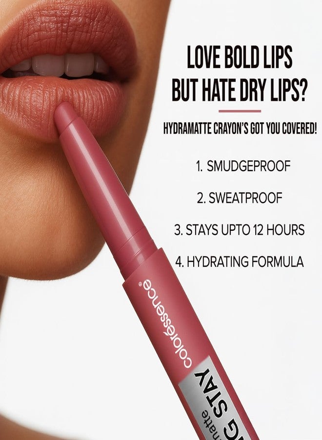Coloressence Hydra Matte Lip Crayon Lipstick, Ballet, 1gm | Long Lasting | Matte Finish | Hydrating Formula | Smudgeproof | Sweatproof | Rich Coverage - Image 3