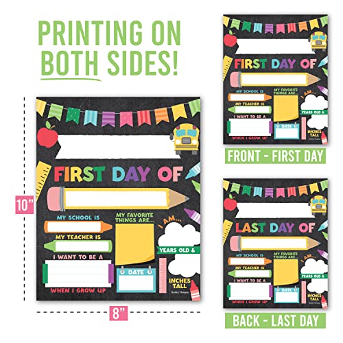 Hadley Designs First Day of School Sign – 10 Double-Sided First and Last Day Boards, 8x10 Back to School Photo Prop for Kids, Preschool, Kindergarten and Elementary, Fiesta Chalk Theme - Image 2