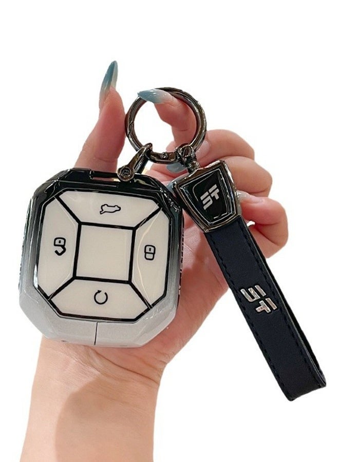 Car Zinc Alloy Key Cover Case for Jetour Traveller/Shanhai T1 T2 CDM, Protective Key Fob Shell Key Bag Chain - Image 1