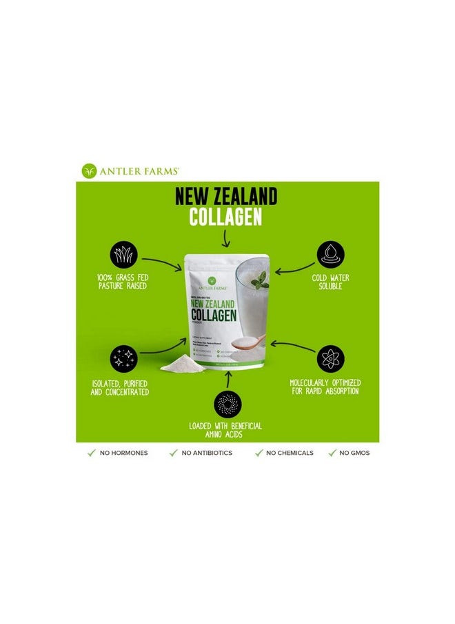 Antler Farms - 100% Pure New Zealand Collagen Powder From Grass Fed Cows Unflavored 1 Lb Hydrolyzed Cold Water Soluble Peptides Keto Friendly Bioavailable Quick Dissolving - Image 1