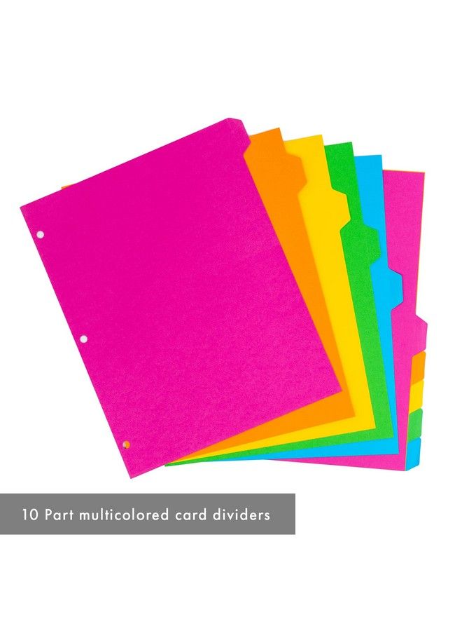 10 Part Dividers 5 Packs Of 10 Tab Set 3Ring Binder Compatible 8 1 2 X 11 Inches Bright Colors