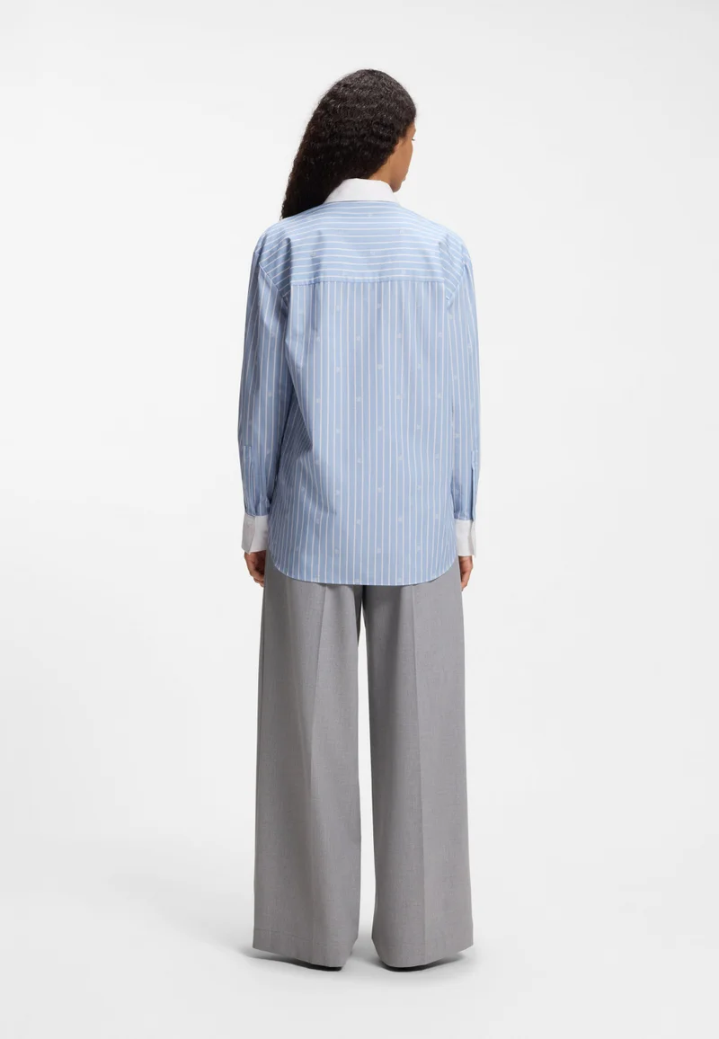 HUGO Oversized-fit blouse with stacked logos