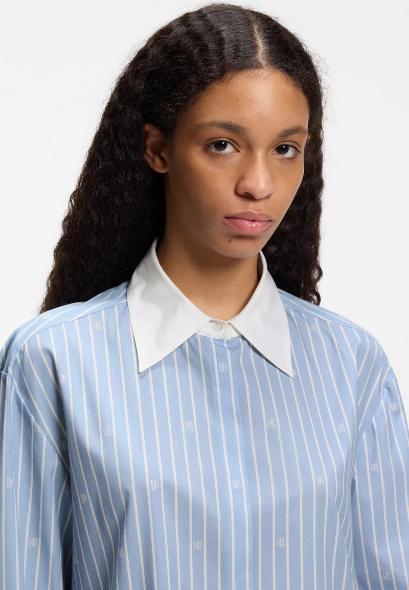 HUGO Patterned Oversized-fit blouse with stacked logos for Women | Best Price UAE