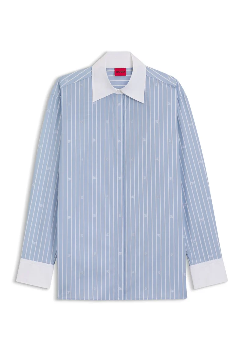 HUGO Patterned Oversized-fit blouse with stacked logos for Women | Best Price UAE