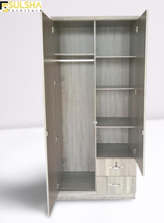 SULSHA 2 Door Wooden Wardrobe Cabinet Cupboard Engineered Wood Perfect Modern Stylish Heavy Duty  - Image 2