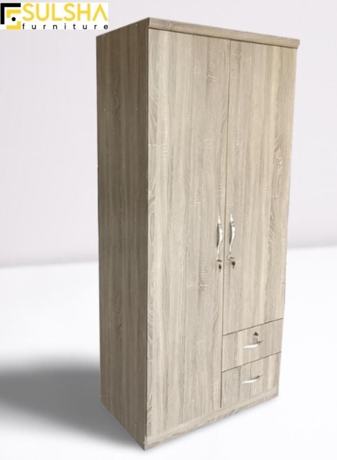 SULSHA 2 Door Wooden Wardrobe Cabinet Cupboard Engineered Wood Perfect Modern Stylish Heavy Duty  - Image 1