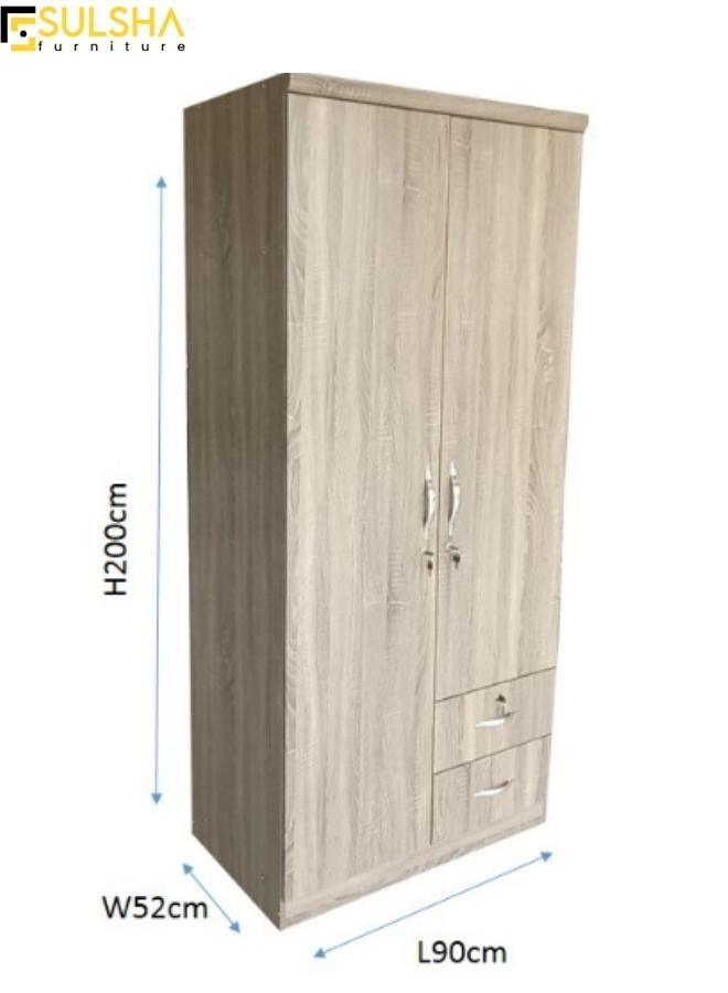 SULSHA 2 Door Wooden Wardrobe Cabinet Cupboard Engineered Wood Perfect Modern Stylish Heavy Duty  - Image 3