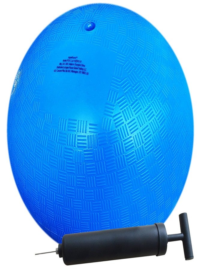AppleRound 10-inch Playground Ball with Air Pump - Dodgeball, Handball, Kick Ball for Camps and Schools (Blue) - Image 1