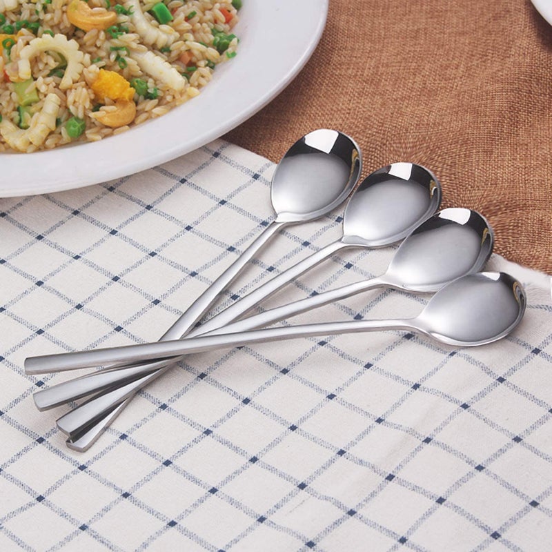Iqcwood Spoons  8 Pieces Stainless Steel Korean Spoons 8.5 Inch Soup Spoons  Korean Spoon With Long Handles  Rice Spoon  Asian Soup Spoon For Home  Kitchen  Or Restaurant - Image 2