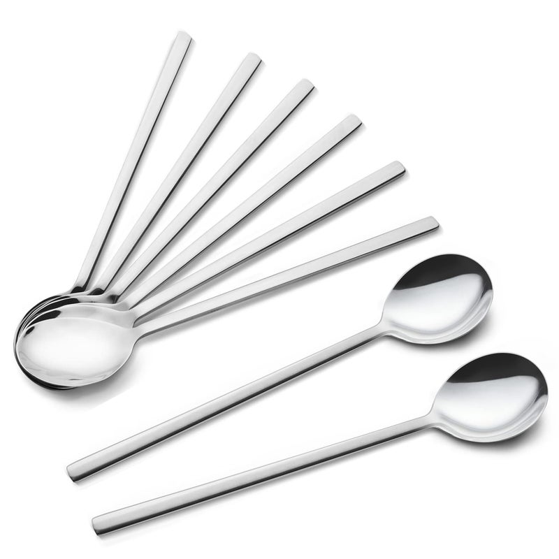 Iqcwood Spoons  8 Pieces Stainless Steel Korean Spoons 8.5 Inch Soup Spoons  Korean Spoon With Long Handles  Rice Spoon  Asian Soup Spoon For Home  Kitchen  Or Restaurant - Image 1