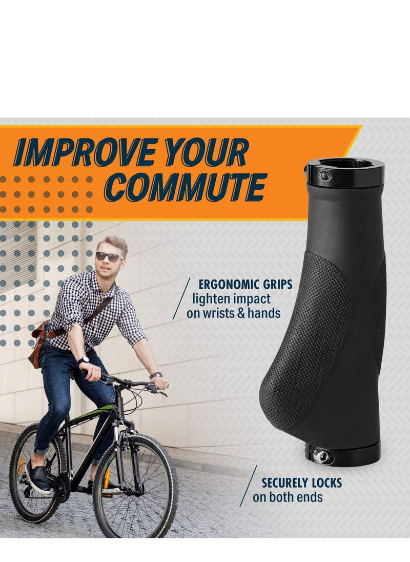 SYOSI Bike Handlebar Grips – Non Slip Bike Handle Grip with Ergonomic Comfort Design for Bicycle Flat Handle Bar – Fit Mountain Bike, City Commuter Bikes130mm  - Image 2