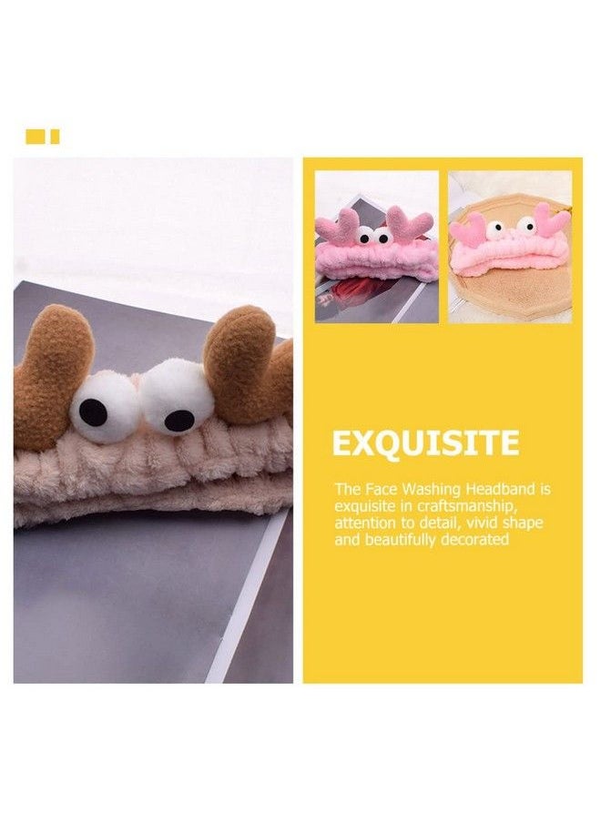 Beaupretty - 2 Pieces Spa Headband Face Wash Headband Cute Cartoon Crab Headband Elastic Hair Band Women Girls Makeup Hairbands(Khakipink) - Image 1
