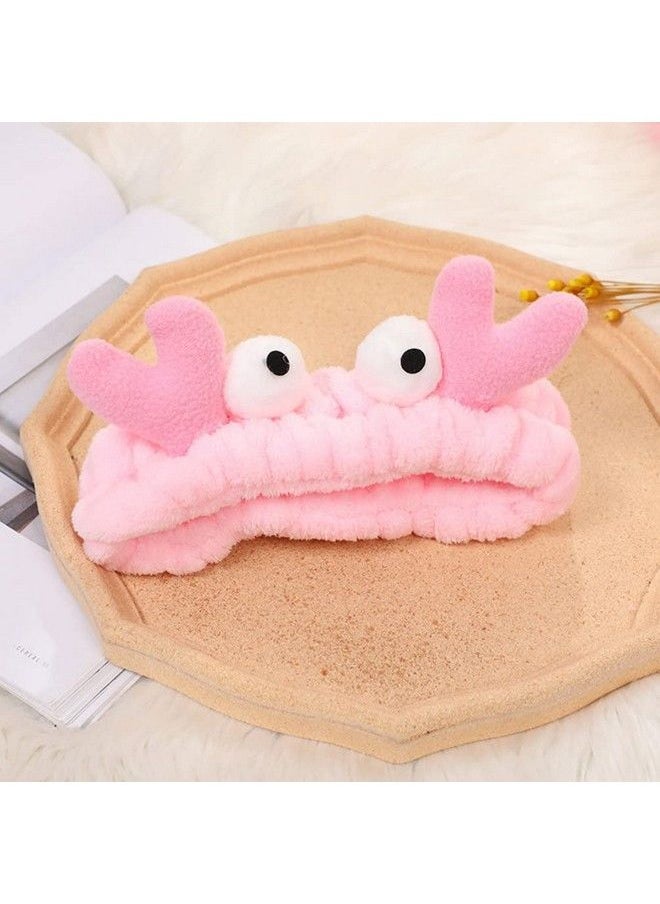 Beaupretty - 2 Pieces Spa Headband Face Wash Headband Cute Cartoon Crab Headband Elastic Hair Band Women Girls Makeup Hairbands(Khakipink) - Image 1