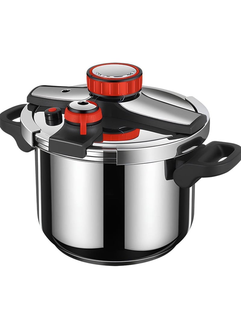 Pressure Cooker, Explosion Proof Stainless Steel Cookware, Dishwasher Safe 6.3Qt. Silver 6L  - Image 1