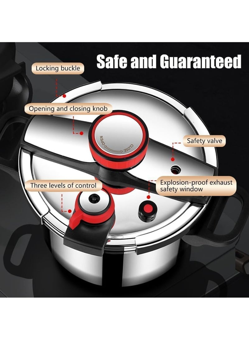 Pressure Cooker, Explosion Proof Stainless Steel Cookware, Dishwasher Safe 6.3Qt. Silver 6L  - Image 2