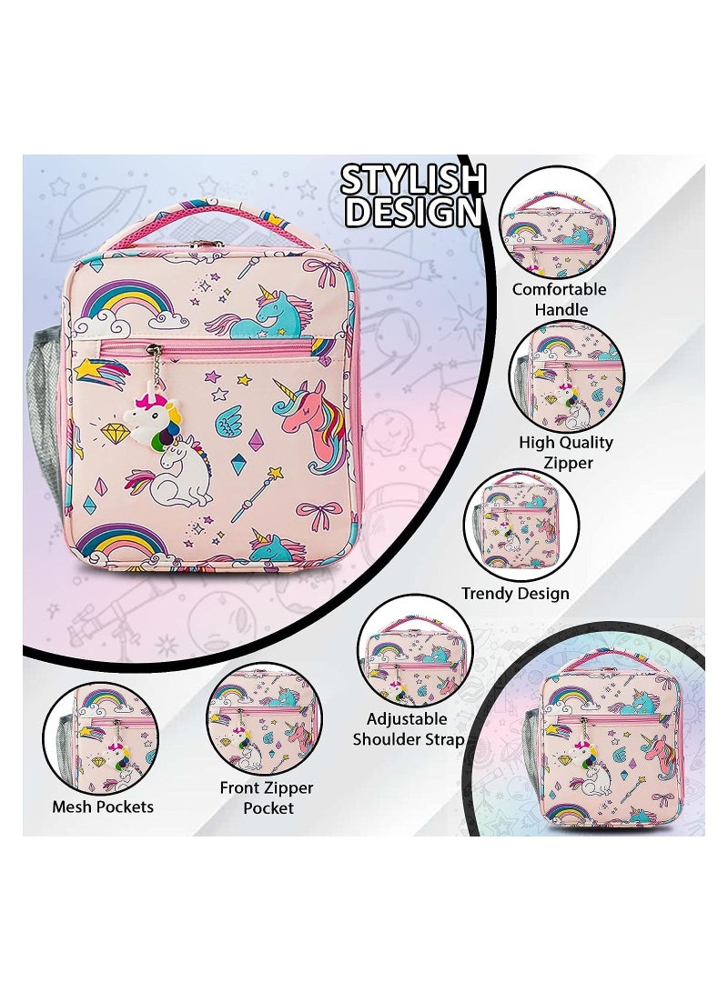 سناك أتاك صندوق غداء سناك أتاك لمدرسة الأطفال للأطفال بينتو بوكس 4/6 مقصورات قابلة للتحويل | بوكس الغداء | (بينك يونيكورن كومبو) - Image 3