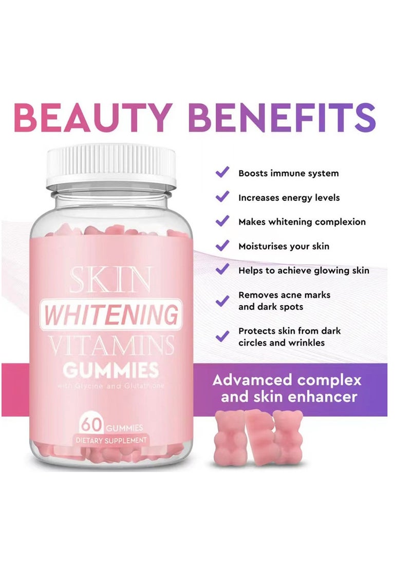 SKIN - Glutathione Gummies, Glutathione Brightening Gummies, Vitamins Gummies Bear, Remove Dark Spots, Hyperpigmentation Treatment, Anti-Aging Antioxidant, 60 Gummies - Image 1