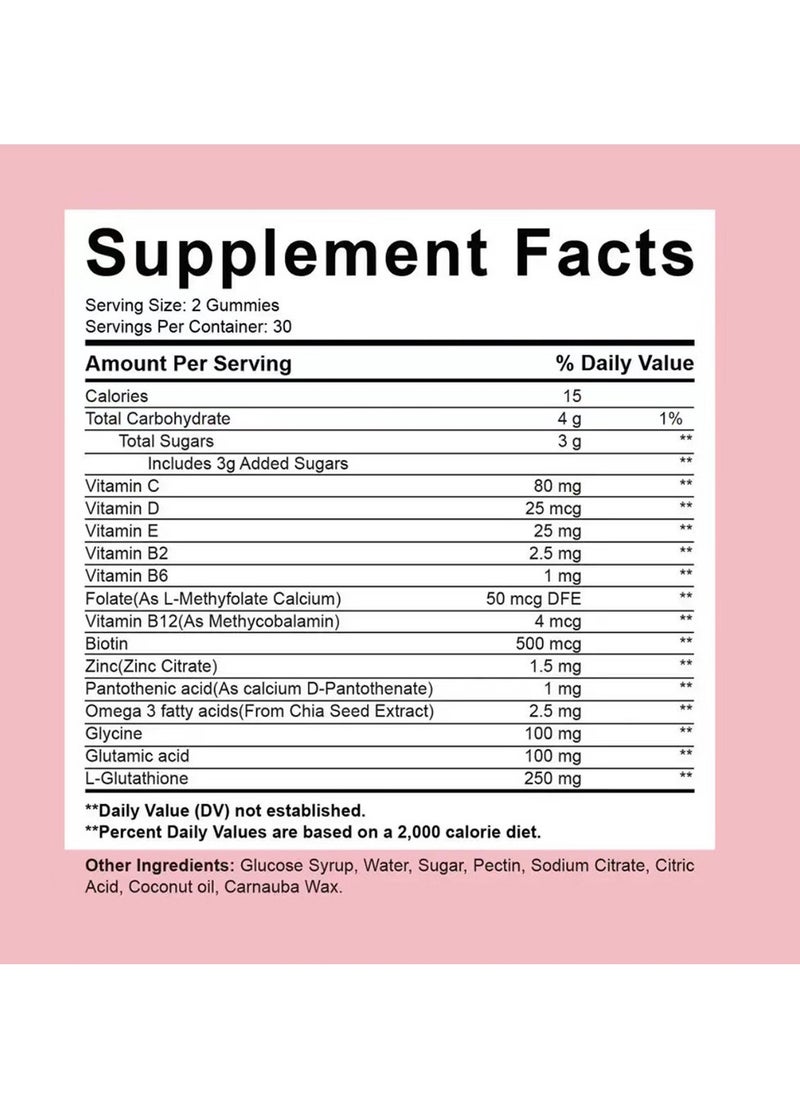 SKIN - Glutathione Gummies, Glutathione Brightening Gummies, Vitamins Gummies Bear, Remove Dark Spots, Hyperpigmentation Treatment, Anti-Aging Antioxidant, 60 Gummies - Image 1